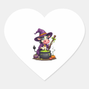 Witch Cow Cauldron Brew Heart Sticker