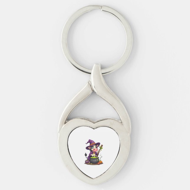 Witch Cow Cauldron Brew Key Ring (Front)