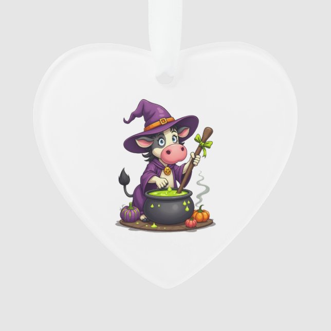 Witch Cow Cauldron Brew Ornament (Front)