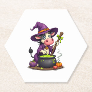 Witch Cow Cauldron Brew Paper Coaster