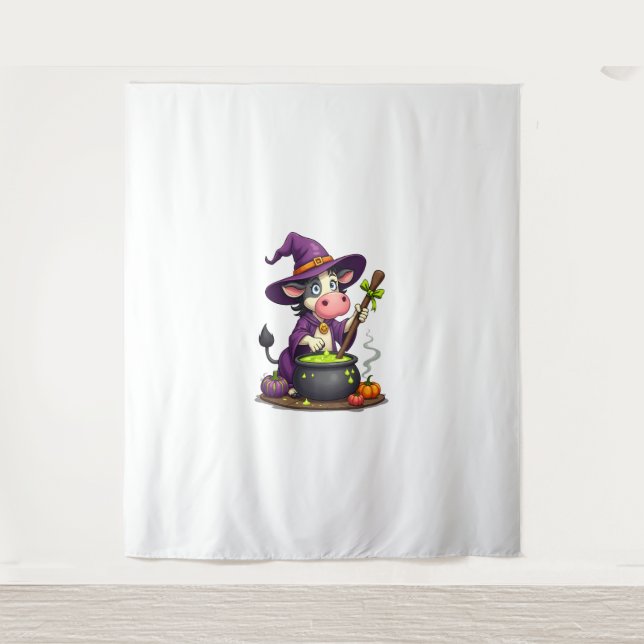 Witch Cow Cauldron Brew Tapestry (Front)