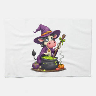 Witch Cow Cauldron Brew Tea Towel