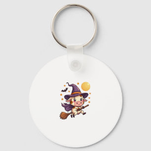 Witch Cow on a Broomstick Key Ring
