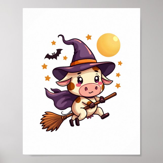 Witch Cow on a Broomstick Poster (Front)