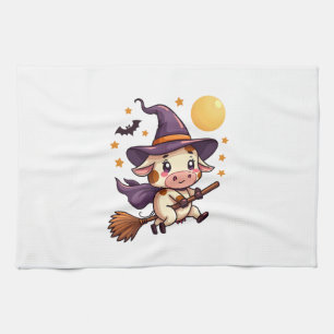 Witch Cow on a Broomstick Tea Towel