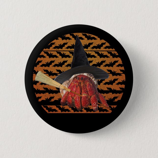 Witch Crab Funny Halloween Hermit Crab Lover 6 Cm Round Badge (Front)