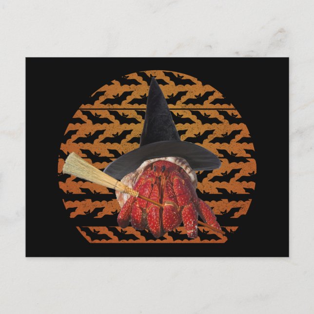Witch Crab Funny Halloween Hermit Crab Lover Postcard (Front)