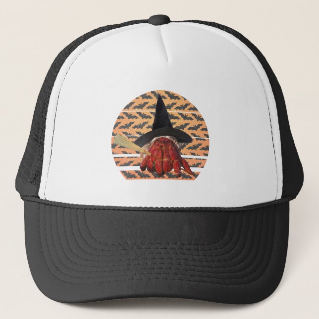 Witch Crab Funny Halloween Hermit Crab Lover Trucker Hat (Front)