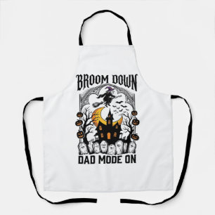 Witch Dad Halloween Broom Broke Vintage Graphic_1 Apron