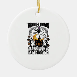 Witch Dad Halloween Broom Broke Vintage Graphic_1 Ceramic Tree Decoration