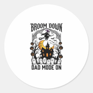 Witch Dad Halloween Broom Broke Vintage Graphic_1 Classic Round Sticker