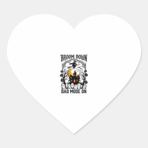 Witch Dad Halloween Broom Broke Vintage Graphic_1 Heart Sticker