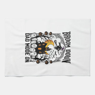 Witch Dad Halloween Broom Broke Vintage Graphic_1 Tea Towel