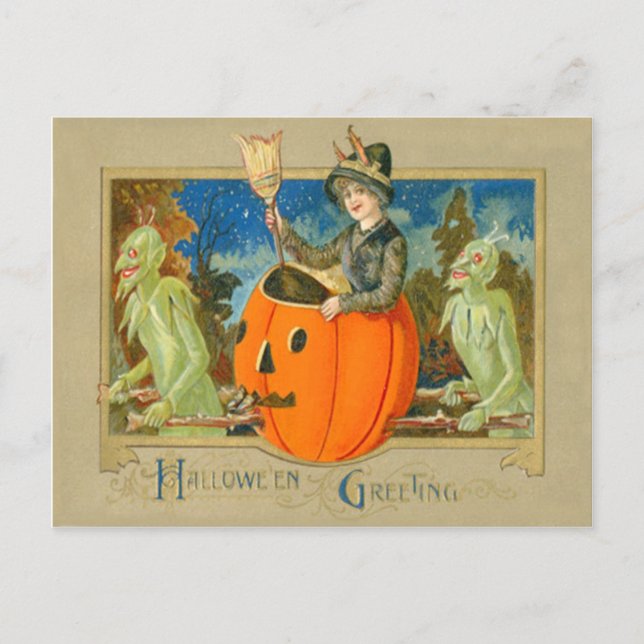 Witch Demon Jack O Lantern Devil Postcard (Front)