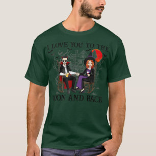 Witch Devil Couple I Love U To The Moon Halloween T-Shirt