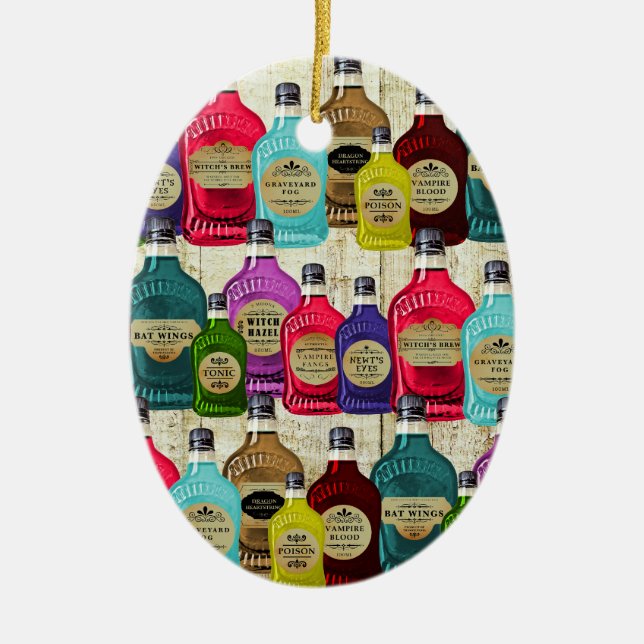 Witch Doctors Magic Potion Apothecary Tonic Bottle Ceramic Tree Decoration (Front)