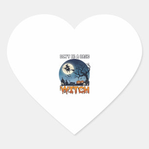 Witch Don Be Basic Halloween Moon Cat Pumpkin_1 Heart Sticker