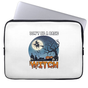 Witch Don Be Basic Halloween Moon Cat Pumpkin_1 Laptop Sleeve