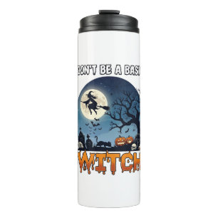 Witch Don Be Basic Halloween Moon Cat Pumpkin_1 Thermal Tumbler