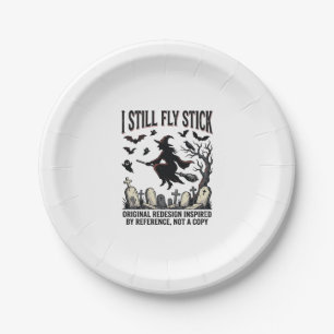 Witch Driving Pun Shirt Funny Vintage Halloween Gr Paper Plate
