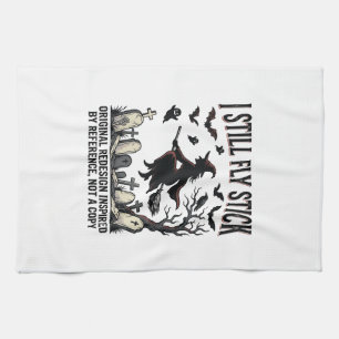 Witch Driving Pun Shirt Funny Vintage Halloween Gr Tea Towel