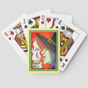 WITCH EATING SCREAMING ICE CREAM CONE, HALLOWEEN PLAYING CARDS