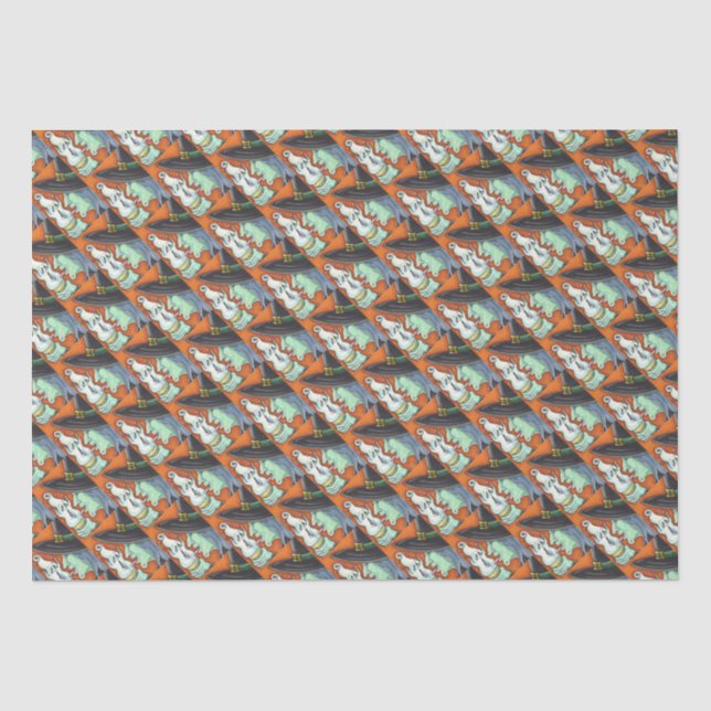 WITCH EATING SCREAMING ICE CREAM CONE, HALLOWEEN TISSUE PAPER (Front)