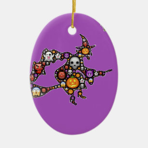 witch emoji ceramic tree decoration