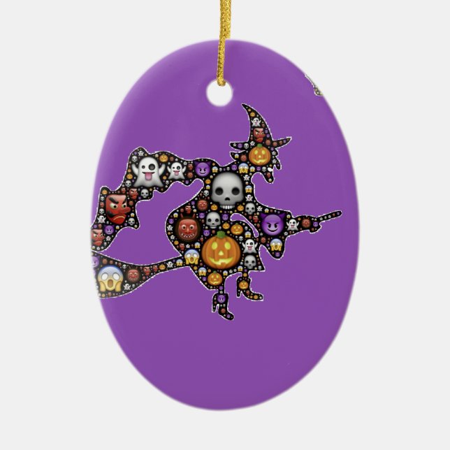 witch emoji ceramic tree decoration (Front)