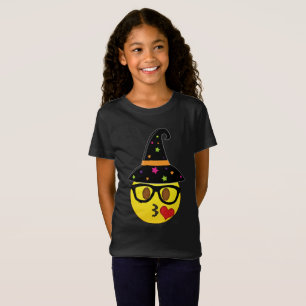 Witch Emoji Halloween T-Shirt for Girls