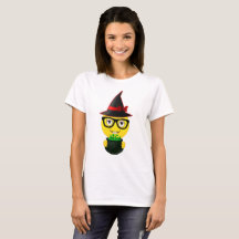 Witch Emoji Holding Cauldron Funny Halloween Shirt