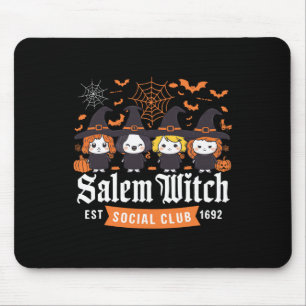 Witch Est 1692 Social Club Halloween Womens Girls  Mouse Mat