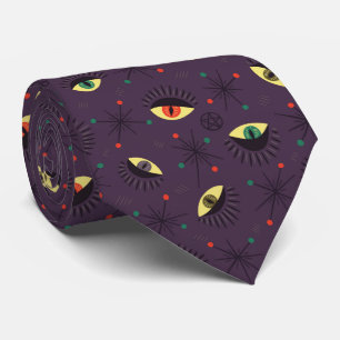 Witch Eyes Occult Pattern Halloween Tie