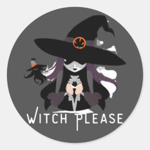 Witch Face Classic Round Sticker