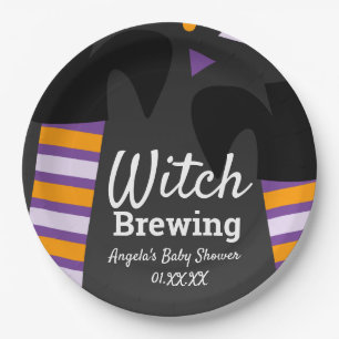 Witch Feet Brewing Halloween Birthday Baby Shower Paper Plate