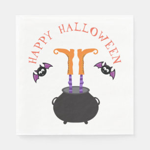 Witch Feet in Cauldron Halloween Party Napkin