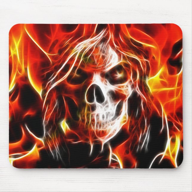 Witch Fiery Skull Mouse Mat (Front)