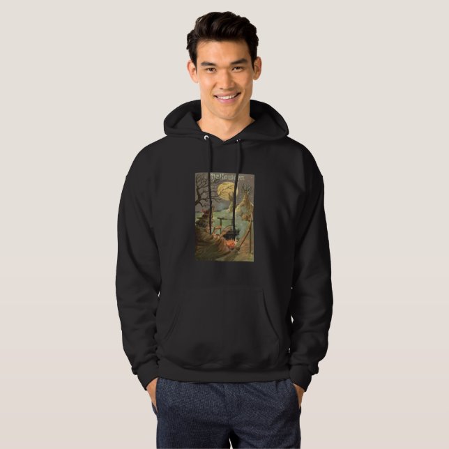 Witch Fire Cauldron Full Moon Night Hoodie (Front Full)