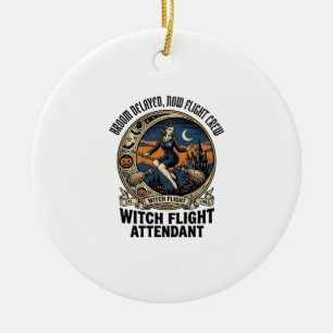 Witch flight attendant Halloween broom broke desig Ceramic Tree Decoration
