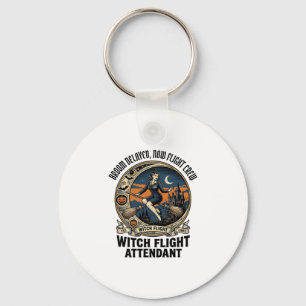 Witch flight attendant Halloween broom broke desig Key Ring