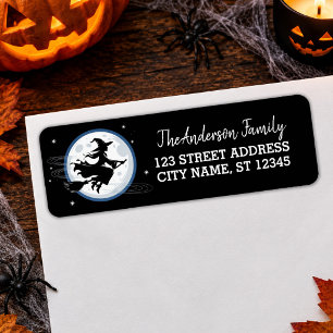 Witch Flying Across a Full Moon Return Address