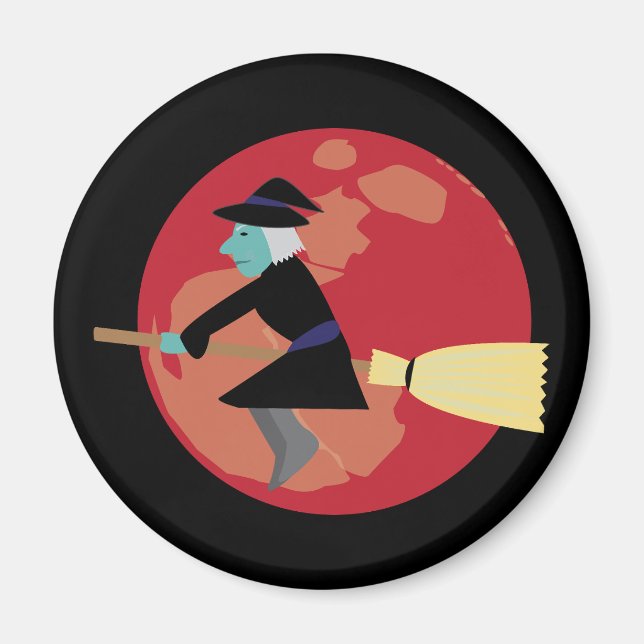 Witch Flying at Night Magnet (Front)