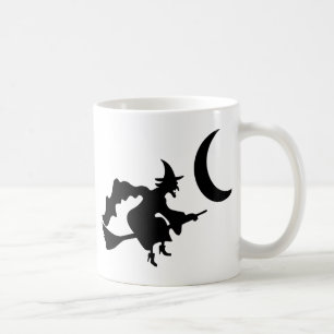 Witch Flying by Crescent Moon Coffee Mug