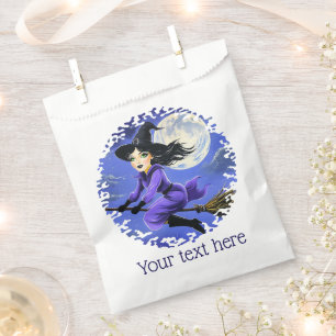 Witch flying of a broom - Wicca Halloween 7 Favour Bags
