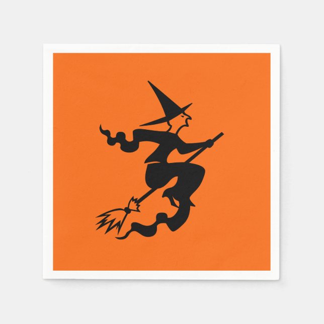 Witch Flying on Broomstick Halloween 4Nellie Napkin (Front)