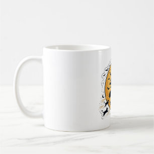 Witch Flying Over Full Moon Silhouette Art Coffee Mug