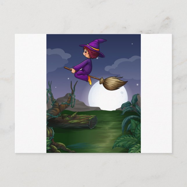 Witch flying postcard (Front)