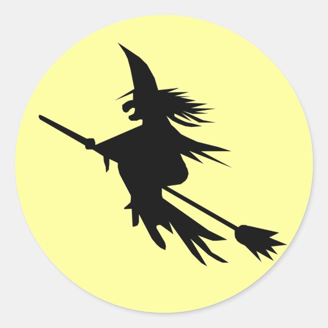 Witch Flying Silhouette | Halloween Stickers (Front)