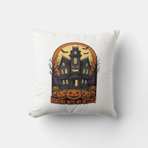 Witch Friends Halloween Haunted House Shirt_1 Cushion