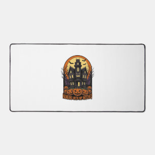 Witch Friends Halloween Haunted House Shirt_1 Desk Mat